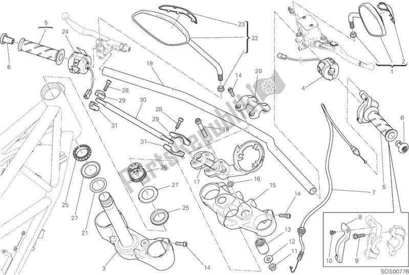 All parts for the Handlebar And Controls of the Ducati Scrambler Urban Enduro Thailand USA 803 2017